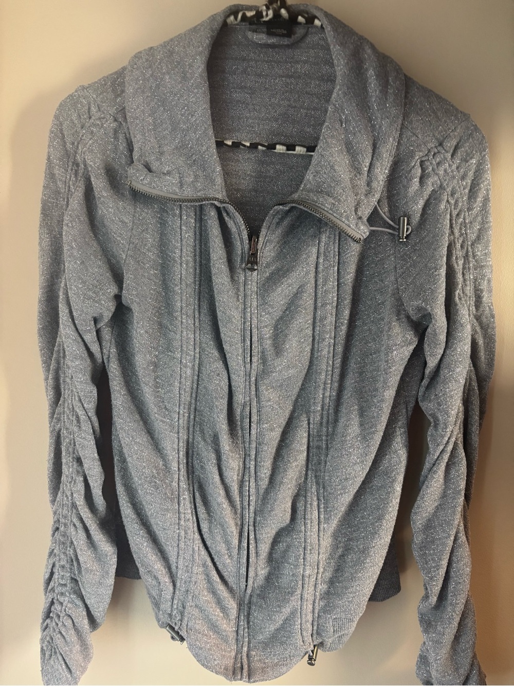 A/X Armani Exchange Grey Metallic Zip Jacket | Moto Style | M